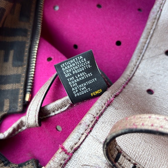 Authentic Fendi Pink Metallic Perforated Zip Tote - Picture 14 of 16